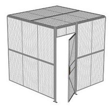 2-Wall Welded Wire Security Cage, w/Ceiling, 8'4" x 8'2" x 8'5-1/4" with 3' Hinged Gate
