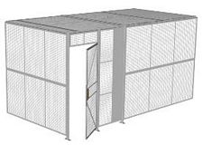 2-Wall Welded Wire Security Cage, w/Ceiling, 16'4" x 8'2" x 8'5-1/4" with 3' Hinged Gate
