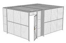 2-Wall Welded Wire Security Cage, w/Ceiling, 16'4" x 12'4" x 8'5-1/4" with 3' Hinged Gate