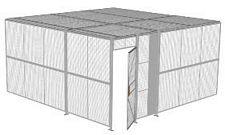 2-Wall Welded Wire Security Cage, w/Ceiling, 16'4" x 16'4" x 8'5-1/4" with 3' Hinged Gate