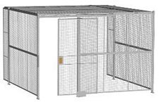 3-Wall Welded Wire Security Cage, w/Ceiling, 12'6" x 12'4" x 8'5-1/4" with 4' Sliding Gate