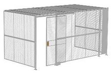3-Wall Welded Wire Security Cage, w/Ceiling, 16'6" x 8'2" x 8'5-1/4" with 4' Sliding Gate
