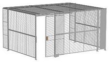 3-Wall Welded Wire Security Cage, w/Ceiling, 16'6" x 12'4" x 8'5-1/4" with 4' Sliding Gate