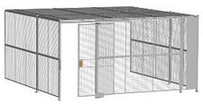 3-Wall Welded Wire Security Cage, w/Ceiling, 16'6" x 16'4" x 8'5-1/4" with 4' Sliding Gate