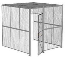 3-Wall Welded Wire Security Cage, w/Ceiling, 8'6" x 8'2" x 8'5-1/4" with 3' Hinged Gate