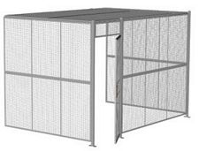 3-Wall Welded Wire Security Cage, w/Ceiling, 12'6" x 8'2" x 8'5-1/4" with 3' Hinged Gate