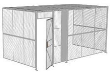 3-Wall Welded Wire Security Cage, w/Ceiling, 16'6" x 8'2" x 8'5-1/4" with 3' Hinged Gate