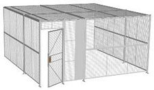3-Wall Welded Wire Security Cage, w/Ceiling, 16'6" x 16'4" x 8'5-1/4" with 3' Hinged Gate