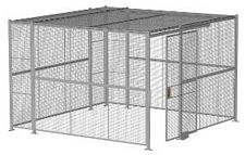 4-Wall Welded Wire Security Cage, w/Ceiling, 12'6" x 12'6" x 8'5-1/4" with 4' Sliding Gate