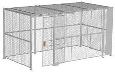 4-Wall Welded Wire Security Cage, w/Ceiling, 16'6" x 8'4" x 8'5-1/4" with 4' Sliding Gate