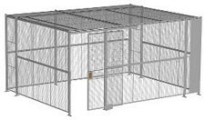4-Wall Welded Wire Security Cage, w/Ceiling, 16'6" x 12'6" x 8'5-1/4" with 4' Sliding Gate