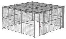 4-Wall Welded Wire Security Cage, w/Ceiling, 16'6" x 16'6" x 8'5-1/4" with 4' Sliding Gate