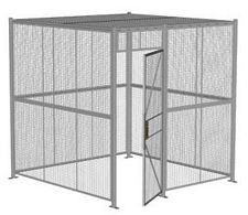 4-Wall Welded Wire Security Cage, w/Ceiling, 8'6" x 8'4" x 8'5-1/4" with 3' Hinged Gate