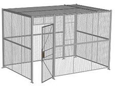 4-Wall Welded Wire Security Cage, w/Ceiling, 12'6" x 8'4" x 8'5-1/4" with 3' Hinged Gate