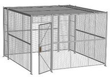 4-Wall Welded Wire Security Cage, w/Ceiling, 12'6" x 12'6" x 8'5-1/4" with 3' Hinged Gate