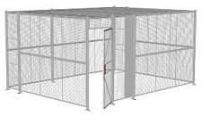 4-Wall Welded Wire Security Cage, w/Ceiling, 16'6" x 12'6" x 8'5-1/4" with 3' Hinged Gate