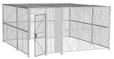 4-Wall Welded Wire Security Cage, w/Ceiling, 16'6" x 16'6" x 8'5-1/4" with 3' Hinged Gate