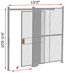 1-Wall Welded Wire Security Partition, 10'2" wide, 10'5-1/4" tall - 4' Sliding Gate