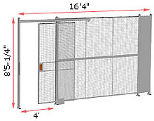 1-Wall Welded Wire Security Partition, 16'4" wide, 8'5-1/4" tall - 4' Sliding Gate