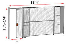 1-Wall Welded Wire Security Partition, 18'4" wide, 10'5-1/4" tall - 4' Sliding Gate