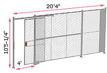 1-Wall Welded Wire Security Partition, 20'4" wide, 10'5-1/4" tall - 4' Sliding Gate
