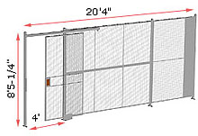 1-Wall Welded Wire Security Partition, 20'4" wide, 8'5-1/4" tall - 4' Sliding Gate