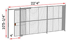 1-Wall Welded Wire Security Partition, 22'4" wide, 10'5-1/4" tall - 4' Sliding Gate