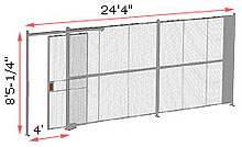 1-Wall Welded Wire Security Partition, 24'4" wide, 8'5-1/4" tall - 4' Sliding Gate