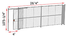 1-Wall Welded Wire Security Partition, 26'4" wide, 10'5-1/4" tall - 4' Sliding Gate