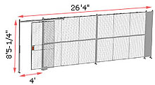 1-Wall Welded Wire Security Partition, 26'4" wide, 8'5-1/4" tall - 4' Sliding Gate