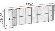 1-Wall Welded Wire Security Partition, 28'4" wide, 10'5-1/4" tall - 4' Sliding Gate