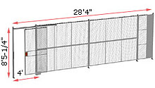 1-Wall Welded Wire Security Partition, 28'4" wide, 8'5-1/4" tall - 4' Sliding Gate