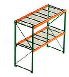 Pallet Rack with Wire Decking - Starter, 2 Beam Levels - 96"w x 36"d x 96"h - 4000 Cap. Beams