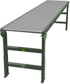 1.9" Galvanized Gravity Roller Conveyor - 10' long, 36" wide, with supports