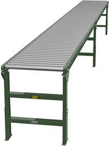 Steel Frame Gravity Roller Conveyor - 20' long, 24" wide, with supports