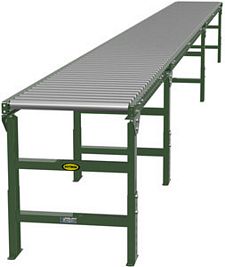 1.9" Galvanized Gravity Roller Conveyor - 25' long, 24" wide, with supports