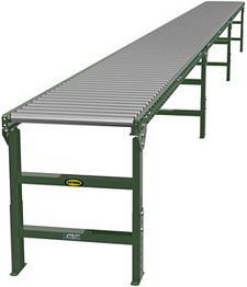 1.9" Galvanized Gravity Roller Conveyor - 30' long, 18" wide, with supports