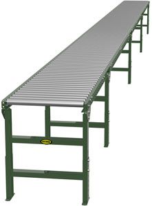1.9" Galvanized Gravity Roller Conveyor - 35' long, 30" wide, with supports