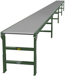 Aluminum Frame Gravity Roller Conveyor - 40' long, 15" wide, with supports