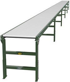 1.9" Galvanized Gravity Roller Conveyor - 50' long, 30" wide, with supports