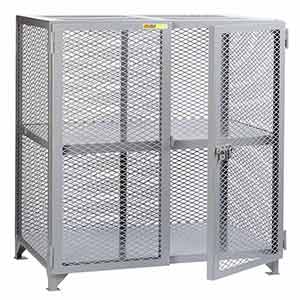 Mesh Security Cabinet - Fixed Center Shelf, 36"D x 60"W x 52"H