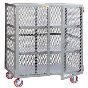Mesh Security Truck - 2 Fixed Center Shelves, 24"D x 48"W
