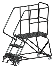 Mobile Work Platform with Serrated Tread - 3 Step, 24" x 36" Platform, 30" Platform Height