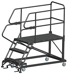 Mobile Work Platform with Serrated Tread - 3 Step, 24" x 48" Platform, 30" Platform Height
