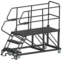 Mobile Work Platform with Serrated Tread - 3 Step, 24" x 60" Platform, 30" Platform Height