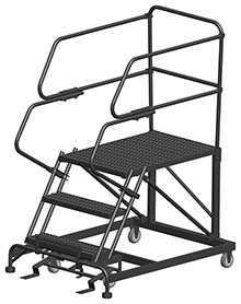 Mobile Work Platform with Serrated Tread - 3 Step, 36" x 36" Platform, 30" Platform Height