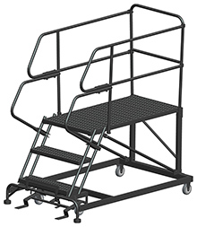 Mobile Work Platform with Serrated Tread - 3 Step, 36" x 48" Platform, 30" Platform Height