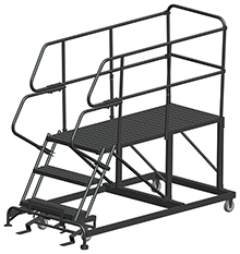 Mobile Work Platform with Serrated Tread - 3 Step, 36" x 60" Platform, 30" Platform Height
