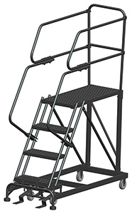 Mobile Work Platform with Serrated Tread - 4 Step, 24" x 36" Platform, 40" Platform Height