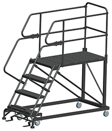 Mobile Work Platform with Serrated Tread - 4 Step, 24" x 48" Platform, 40" Platform Height